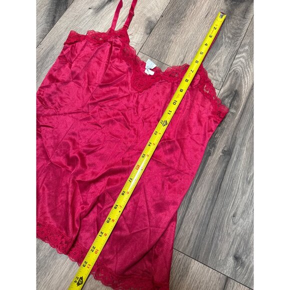 Vintage Mel-Lin Raspberry Pink Red Lace Trim Nylon Camisole - Picture 3 of 7